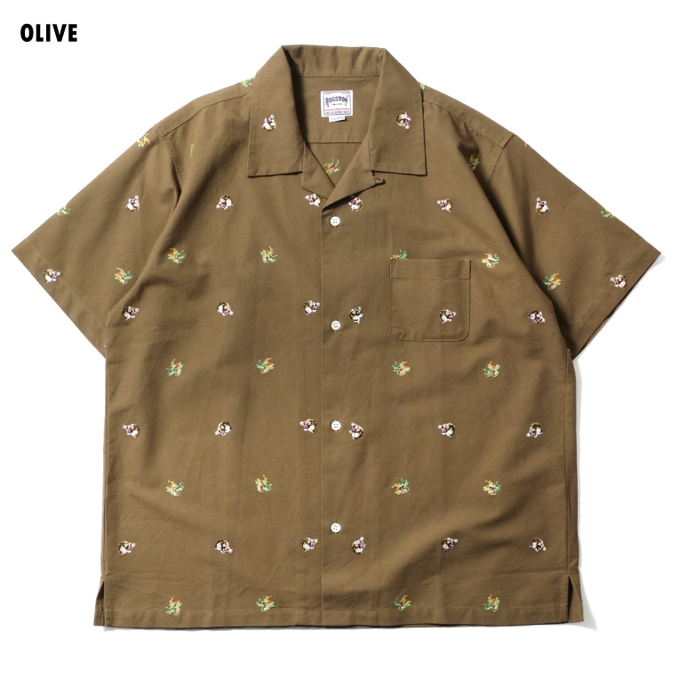 HOUSTON / ヒューストン 41346 OXFORD EMBROIDERY S/S SHIRT (龍虎) / オックスフォード刺?半袖シャツ (龍虎) -全3色-