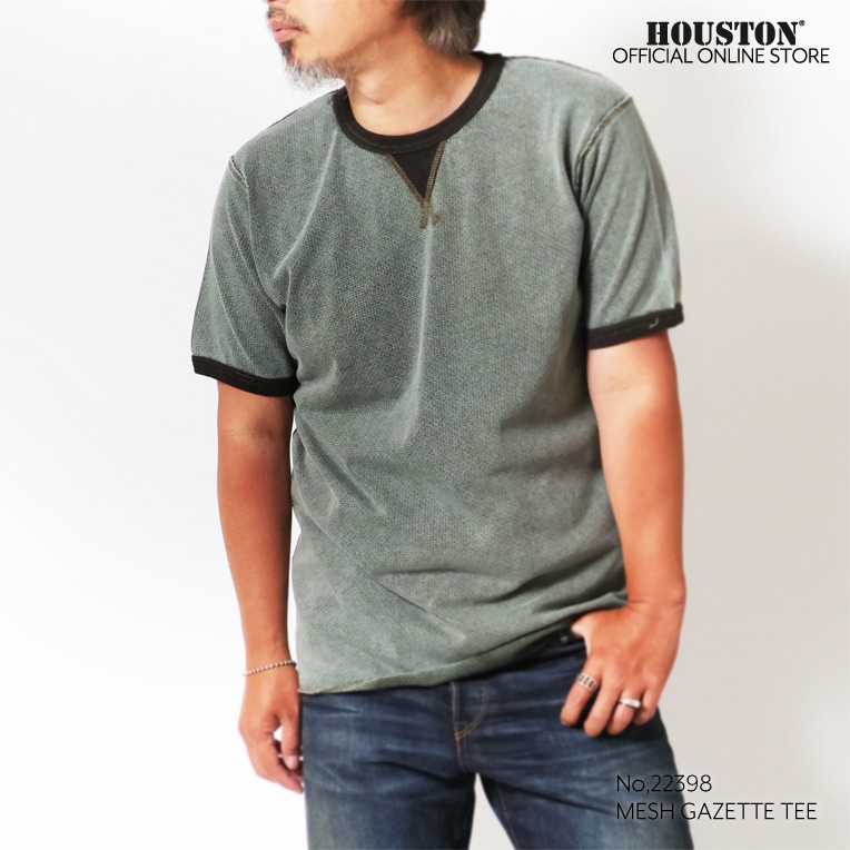 HOUSTON  / ヒューストン 22398 MESH GAZETTE TEE / メッシュガゼット半袖Tシャツ -全4色-
