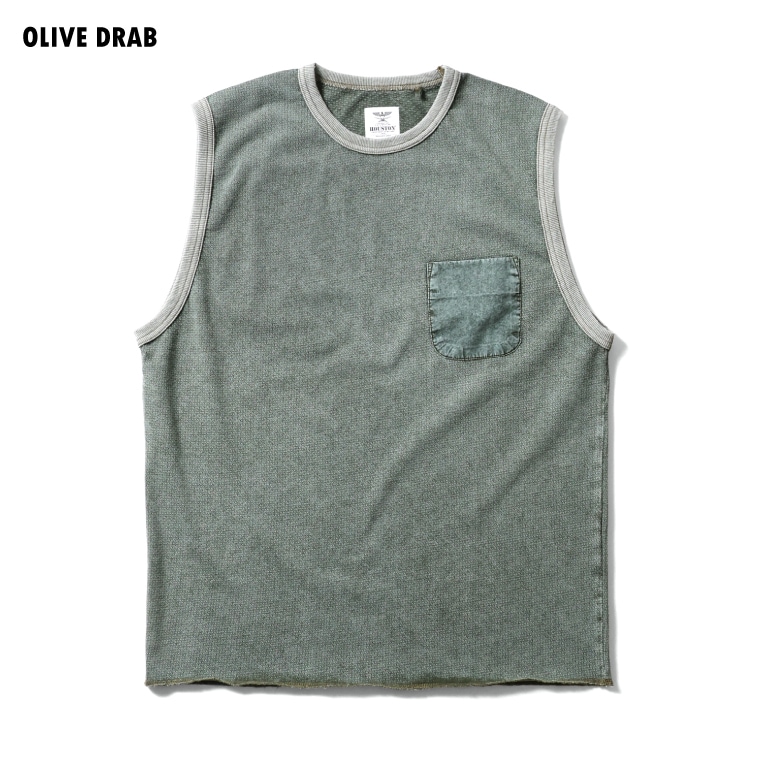 HOUSTON  / ヒューストン 22406 MESH SLEEVELESS POCKET TEE / メッシュスリーブレスポケットTシャツ -全3色-