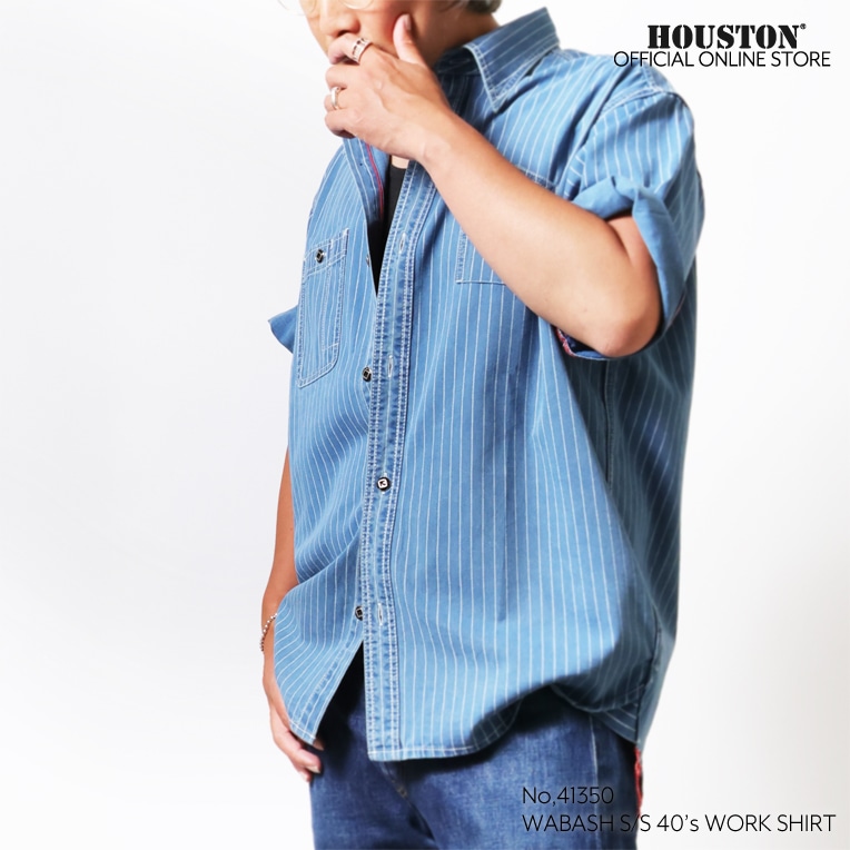 HOUSTON / ヒューストン 41350 WABASH S/S 40's WORK SHIRT / ウォバッシュ 半袖 ワークシャツ -全2色-