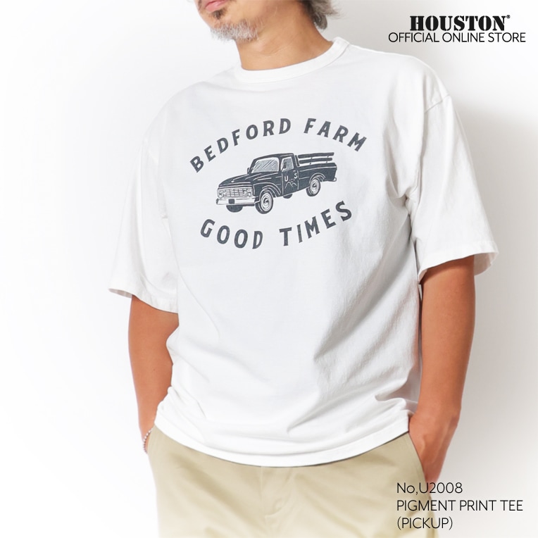 【OFFICIAL限定】　HOUSTON  / ヒューストン U2008 PIGMENT PRINT TEE (PICKUP) / ピグメント プリント 半袖Tシャツ (ピックアップ) -全2色-