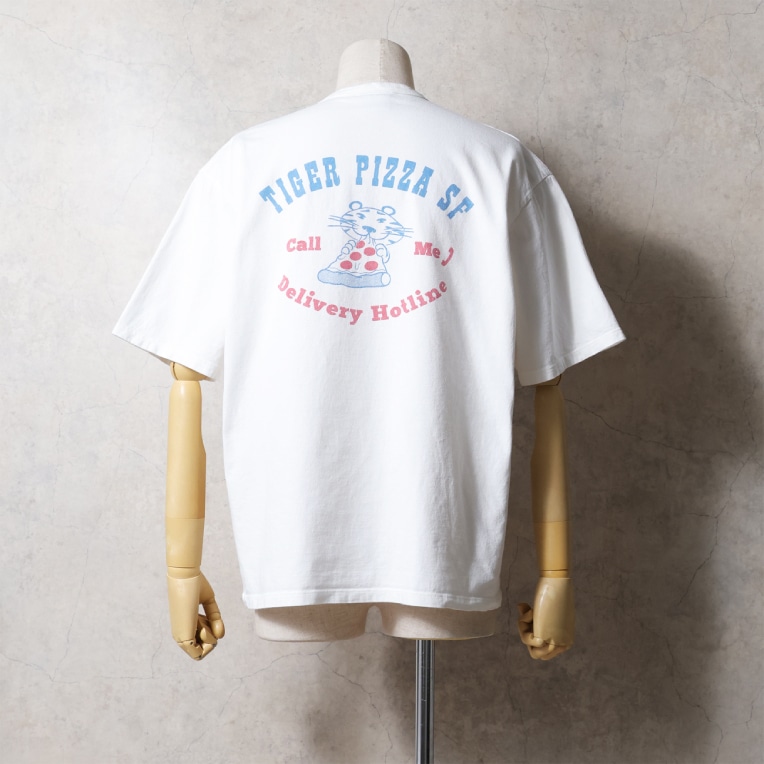 【OFFICIAL限定】　HOUSTON  / ヒューストン U2009 PIGMENT PRINT TEE (TIGER PIZZA) / ピグメント プリント 半袖Tシャツ (タイガーピザ) -全2色-