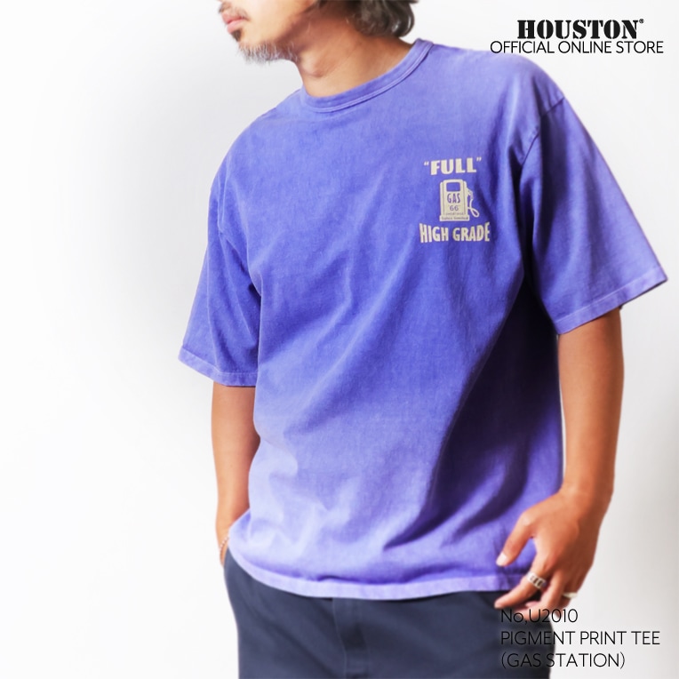 【OFFICIAL限定】　HOUSTON  / ヒューストン U2010 PIGMENT PRINT TEE (GAS STATION) / ピグメント プリント 半袖Tシャツ (ガソリンスタンド) -全2色- 