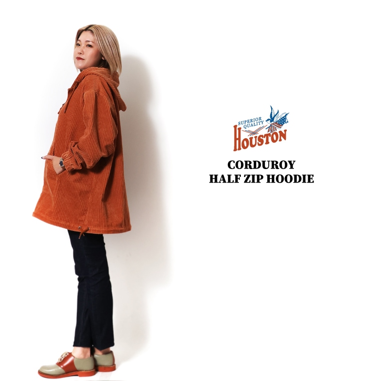 HOUSTON woman / ヒューストン ウーマン 5080W CORDUROY HALF ZIP HOODIE / コーデュロイハーフジップフーディー -全3色- 
