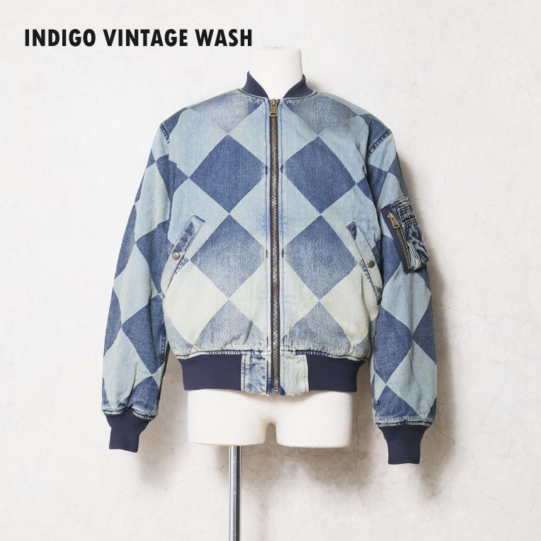 HOUSTON / ヒューストン 51667 DENIM LINECREWMAN MA-1 FLIGHT JACKET