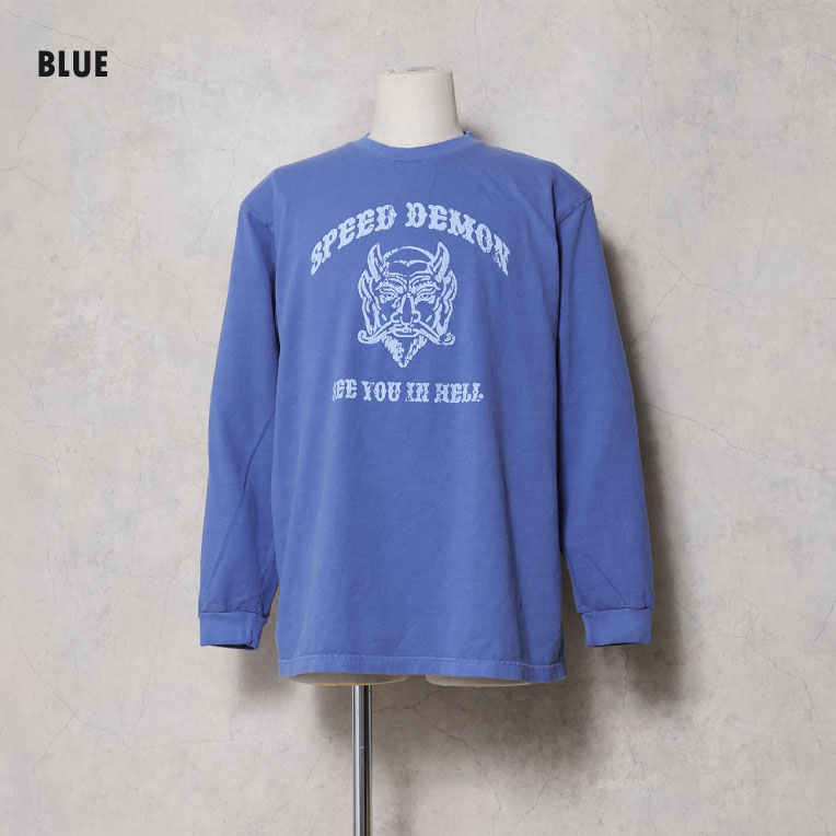 HOUSTON / ヒューストン 22475 PIGMENT PRINT L/S TEE(DEMON) / ピグメントプリント長袖Tシャツ -全3色-  
