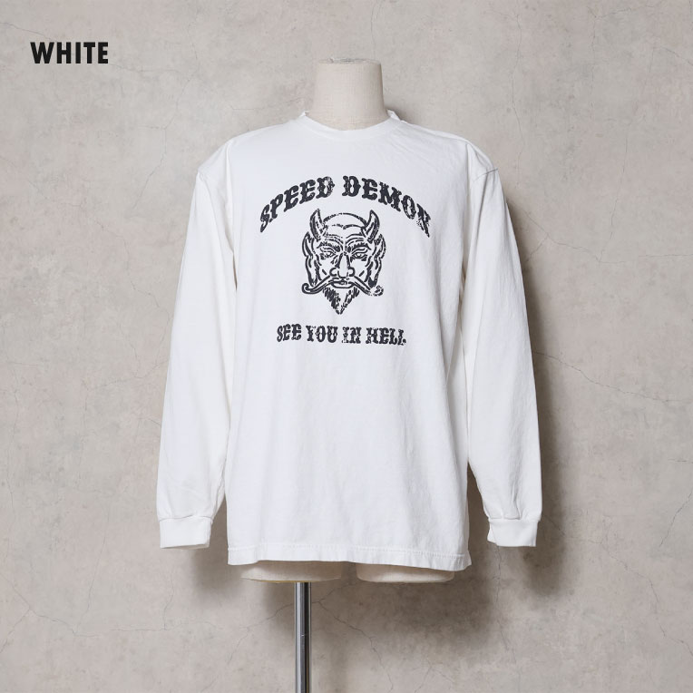 HOUSTON / ヒューストン 22475 PIGMENT PRINT L/S TEE(DEMON) / ピグメントプリント長袖Tシャツ -全3色-  