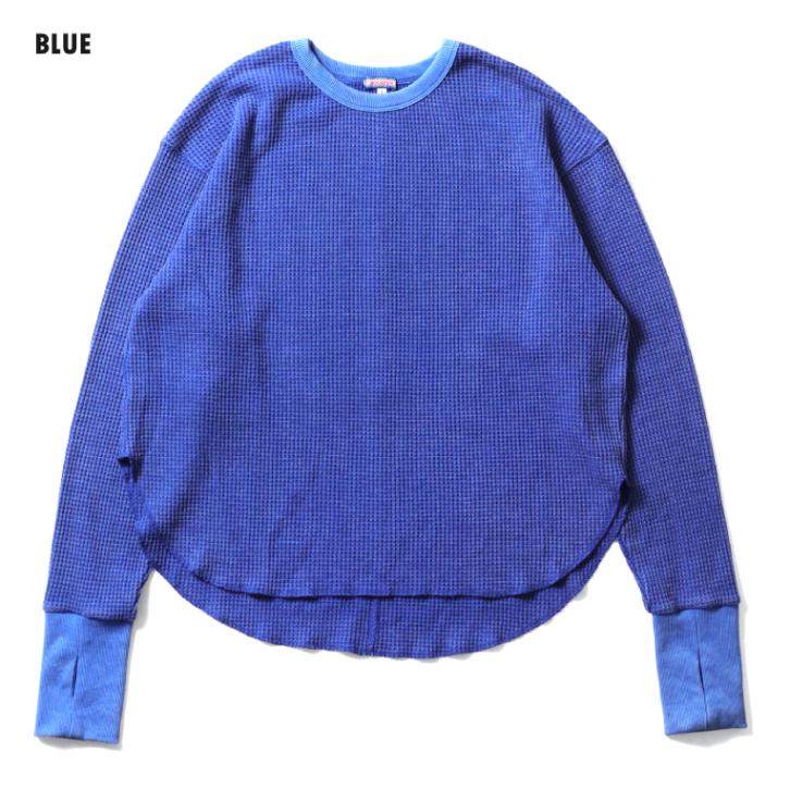 HOUSTON woman / ヒューストン ウーマン 2078W ACID WASH WAFFLE C/N TEE / ワッフルクルーネックTEEシャツ -全4色- 