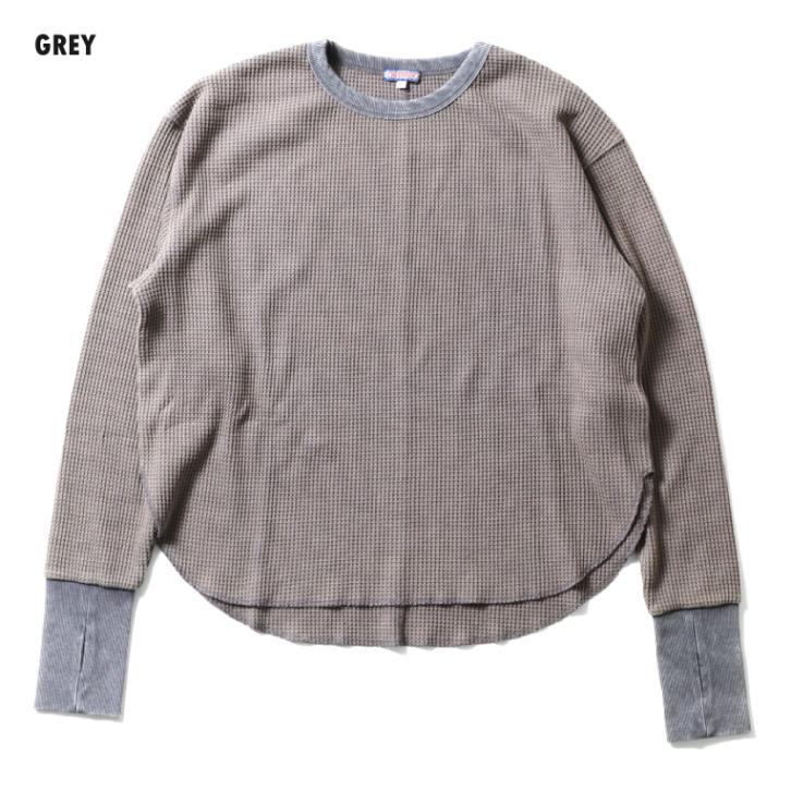 HOUSTON woman / ヒューストン ウーマン 2078W ACID WASH WAFFLE C/N TEE / ワッフルクルーネックTEEシャツ -全4色- 