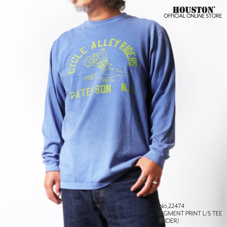 HOUSTON / ヒューストン 22474 PIGMENT PRINT L/S TEE(RIDER) / ピグメントプリント長袖Tシャツ -全3色-