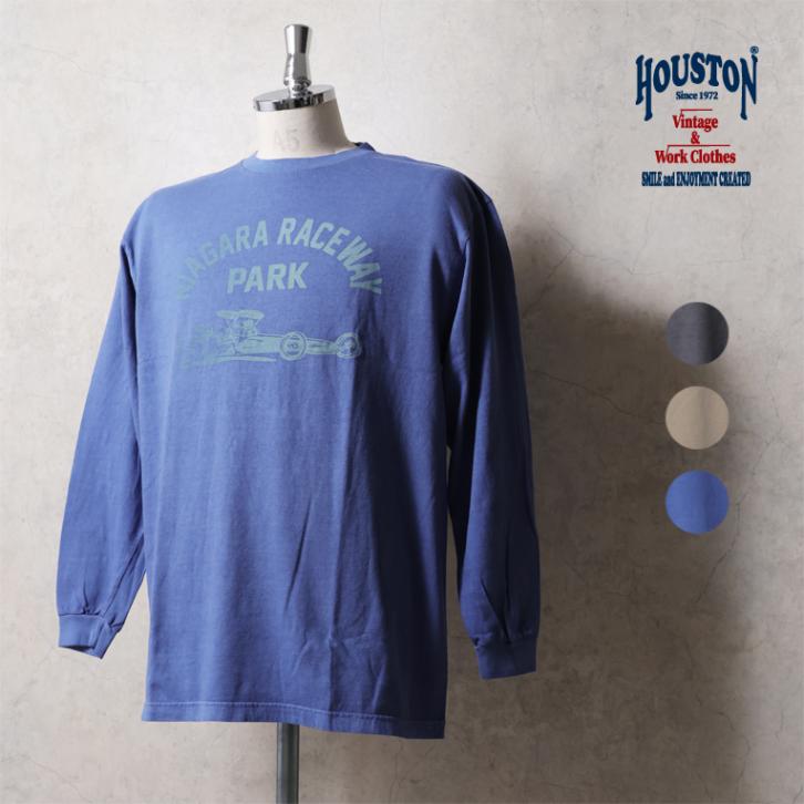 HOUSTON / ヒューストン 22476 PIGMENT PRINT L/S TEE(NIAGARA) / ピグメントプリント長袖Tシャツ -全3色-