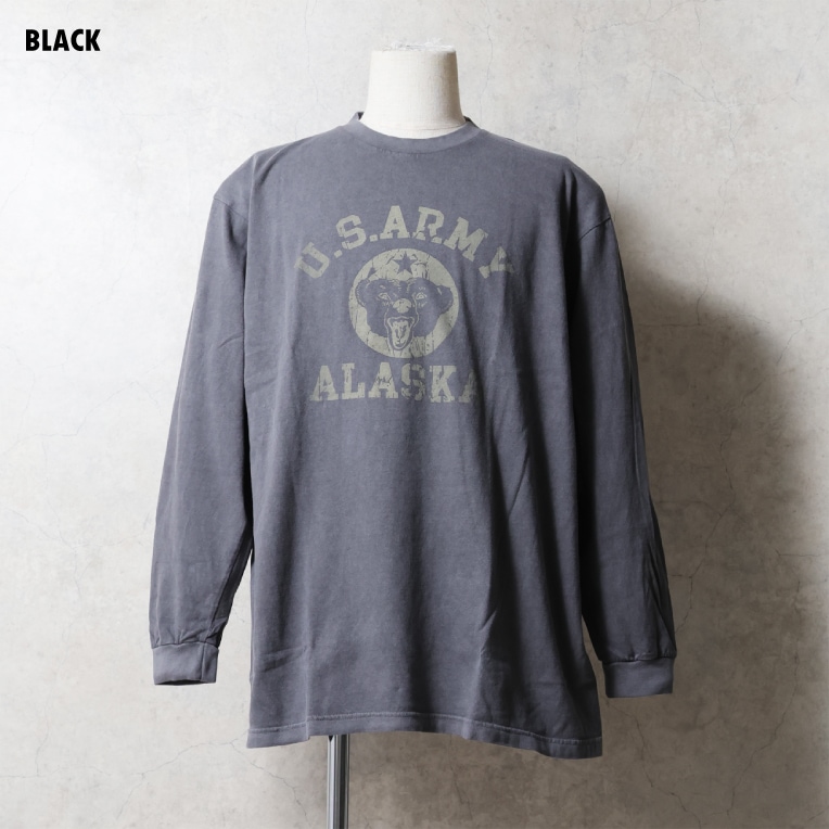 HOUSTON / ヒューストン 22477 PIGMENT PRINT L/S TEE(U.S.ARMY) / ピグメントプリント長袖Tシャツ -全3色-