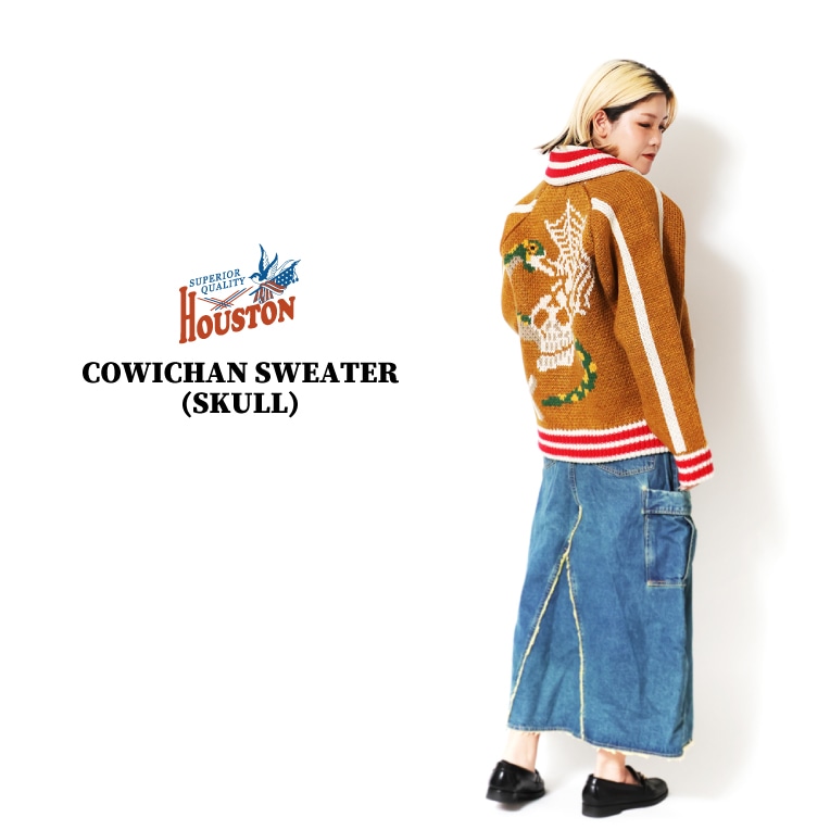 HOUSTON woman / ヒューストン ウーマン 2057W COWICHAN SWEATER (SKULL) / カウチンセーター -全2色- 