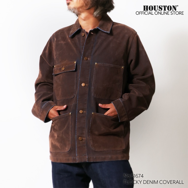 HOUSTON / ヒューストン 51674 FLOCKY DENIM COVERALL / フロッキーデニムカバーオール -全2色-