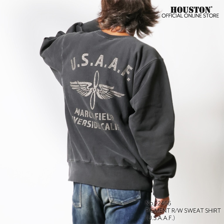 HOUSTON / ヒューストン 22466 PIGMENT R/W SWEAT SHIRT(U.S.A.A.F.) / ピグメントスウェットシャツ -全4色-