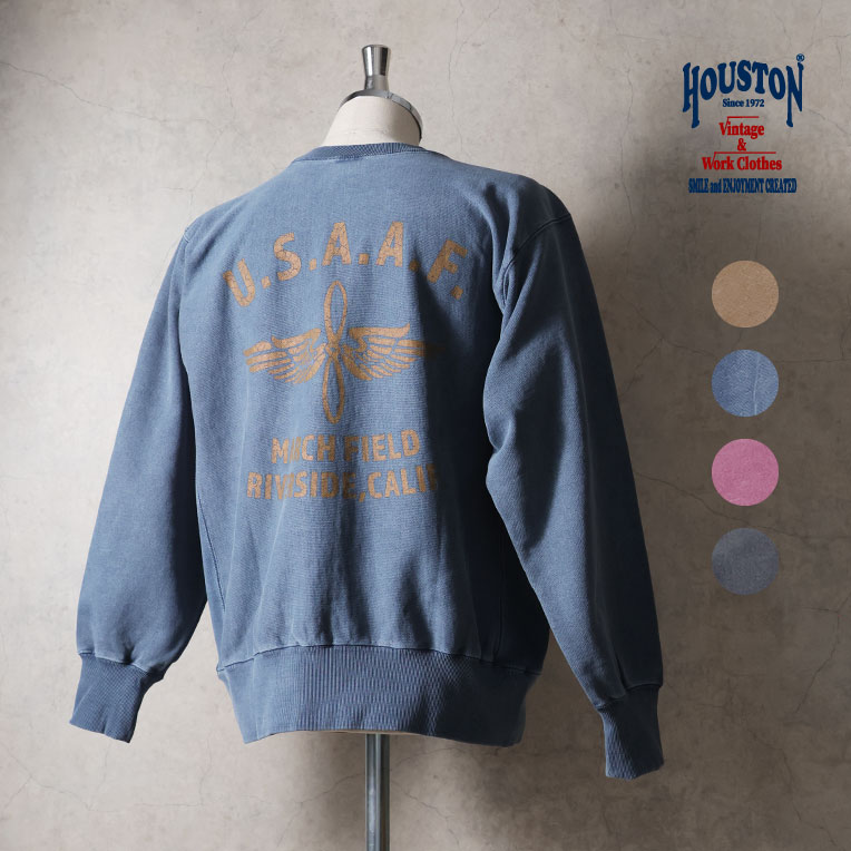 HOUSTON / ヒューストン 22466 PIGMENT R/W SWEAT SHIRT(U.S.A.A.F.) / ピグメントスウェットシャツ -全4色-