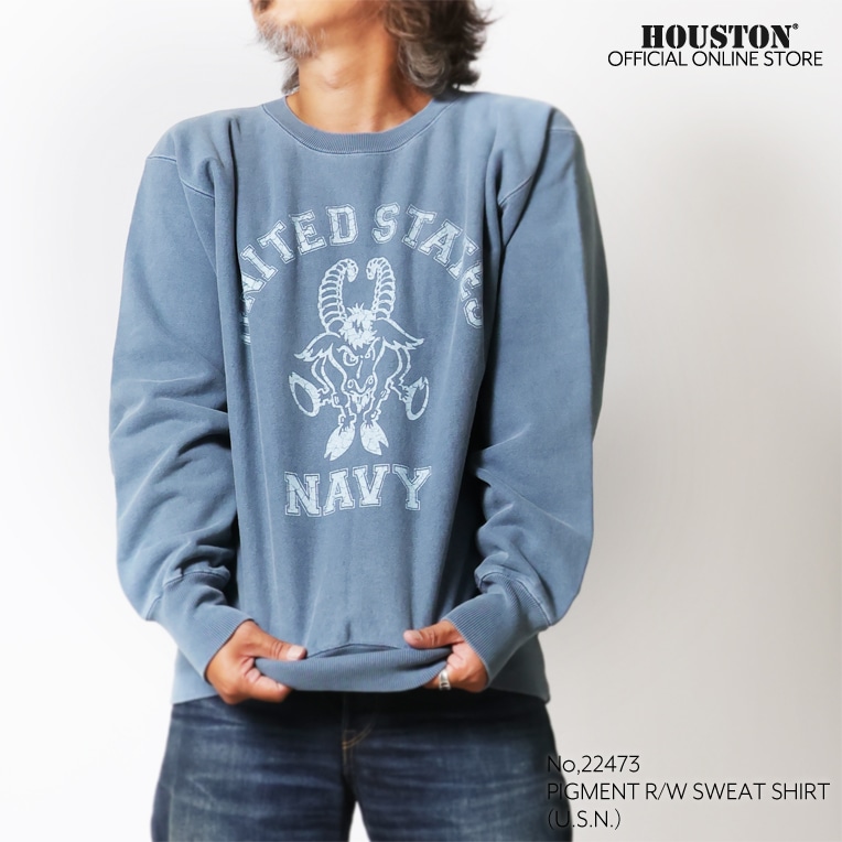 HOUSTON / ヒューストン 22473 PIGMENT R/W SWEAT SHIRT(U.S.N.) / ピグメントスウェットシャツ -全4色-