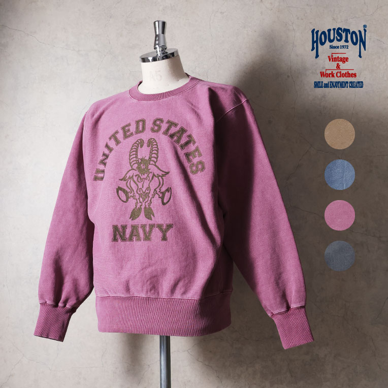 HOUSTON / ヒューストン 22473 PIGMENT R/W SWEAT SHIRT(U.S.N.) / ピグメントスウェットシャツ -全4色-