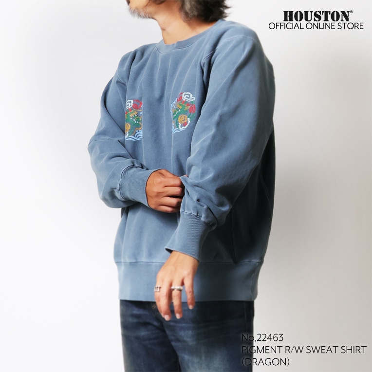 HOUSTON / ヒューストン 22463 PIGMENT R/W SWEAT SHIRT(DRAGON) / ピグメントスウェットシャツ -全4色-