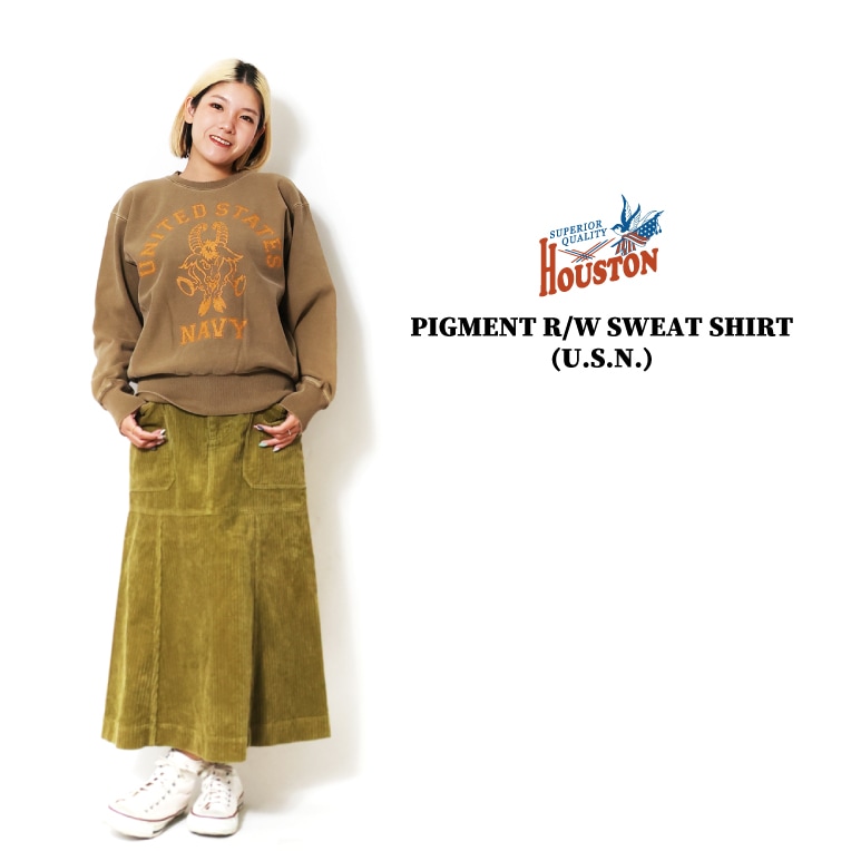 HOUSTON woman / ヒューストン ウーマン 2088W PIGMENT R/W SWEAT SHIRT (U.S.N.) / ピグメントリバースウィーブスウェット -全4色- 
