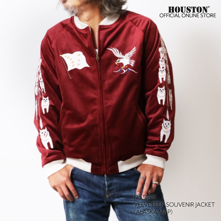 HOUSTON / ヒューストン 51619 VELVETEEN SOUVENIR JACKET (ALASKA MAP