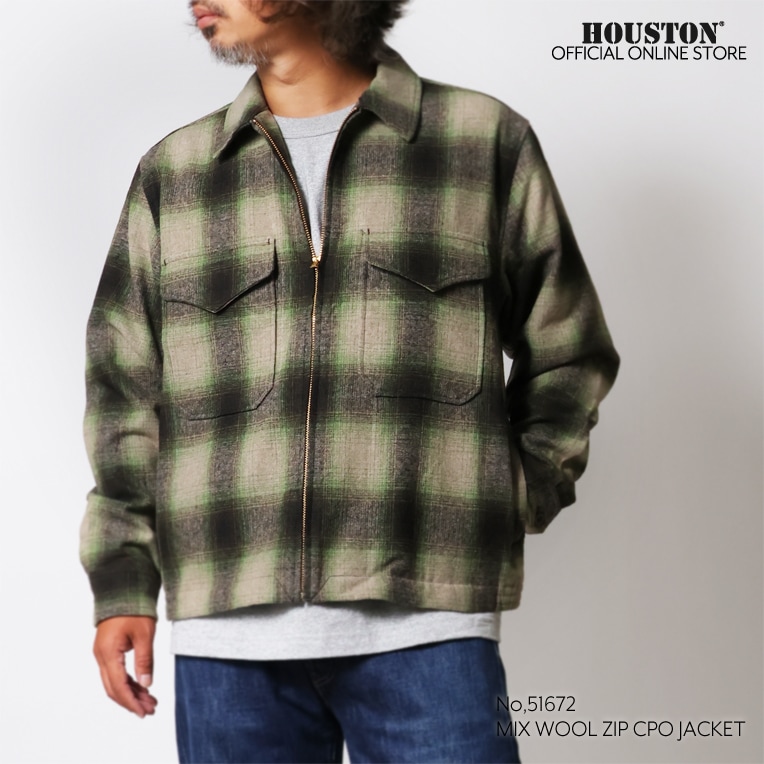 HOUSTON / ヒューストン 51672 MIX WOOL ZIP CPO JACKET / ミックスウール ジップCPOジャケット -全3色-
