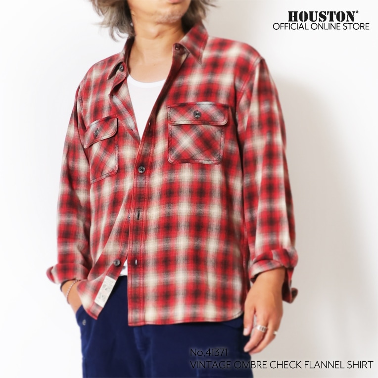 HOUSTON / ヒューストン 41371 VINTAGE OMBRE CHECK FLANNEL SHIRT / ヴィンテージオンブレーチェックフランネルシャツ -全3色-