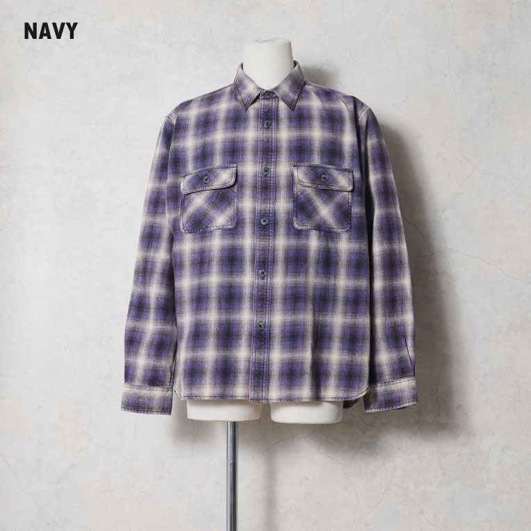 HOUSTON / ヒューストン 41371 VINTAGE OMBRE CHECK FLANNEL SHIRT / ヴィンテージオンブレーチェックフランネルシャツ -全3色-