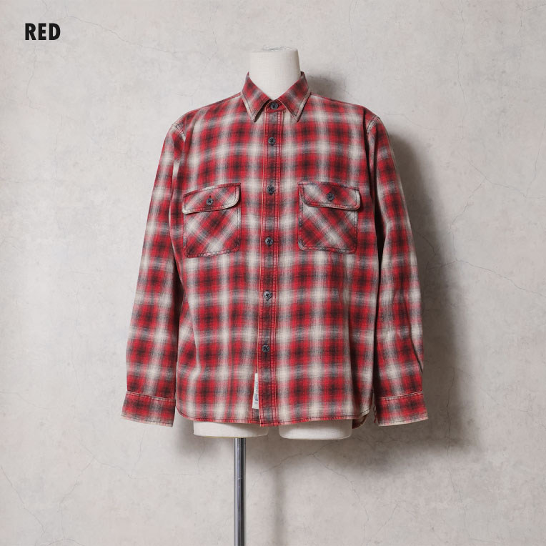 HOUSTON / ヒューストン 41371 VINTAGE OMBRE CHECK FLANNEL SHIRT / ヴィンテージオンブレーチェックフランネルシャツ -全3色-