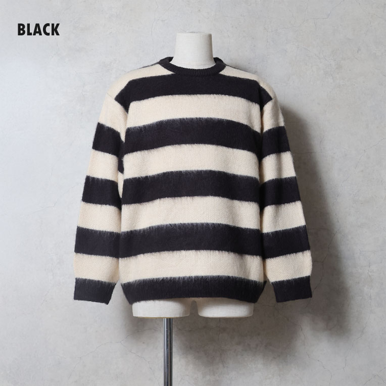 UNIVERD72 / ユニバード72 22450 MOHAIR TOUCH C/N SWEATER(BORDER) / モヘアタッチ起毛クルーネックセーター  -全4色- 