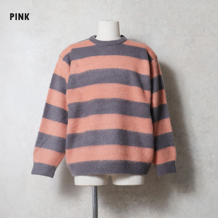 UNIVERD72 / ユニバード72 22450 MOHAIR TOUCH C/N SWEATER(BORDER) / モヘアタッチ起毛クルーネックセーター  -全4色- 