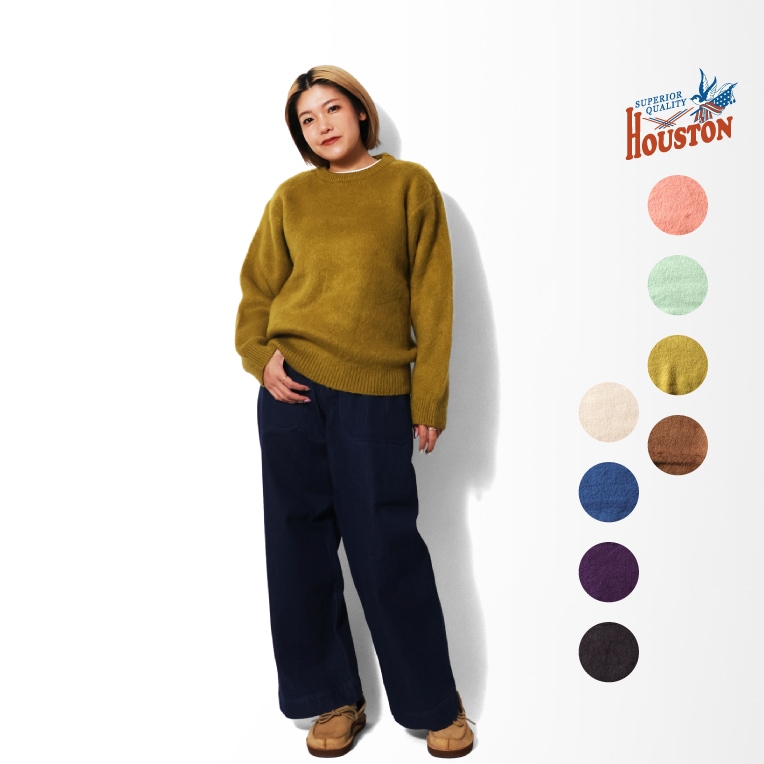 HOUSTON woman / ヒューストン ウーマン 2068W MOHAIR TOUCH C/N SWEATER / モヘアタッチセーター -全8色- 