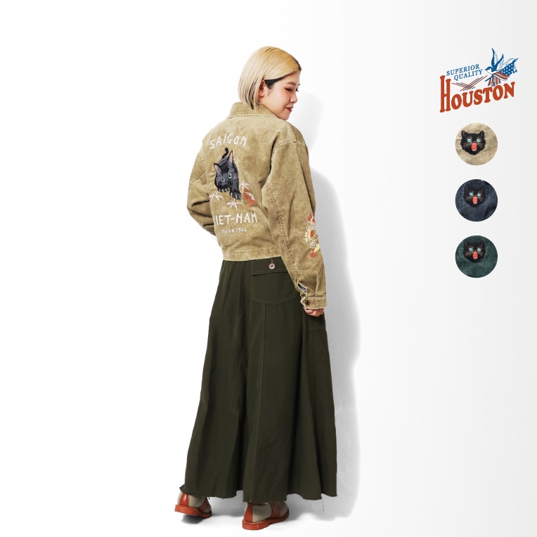 【新品未使用】ヒューストン ベトナムジャケット カーキ Mサイズ HOUSTON woman / ヒューストン ウーマン 5069W WASHED CORDUROY