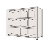 サカエ SAKAE物品棚ＬＪ型（１２０ｋｇ／段・高さ１５００ｍｍ・４段タイプ）LJ9724／204187|サカエの棚特集