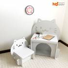 【キッズダンボール家具】ネコ キッズデスク セット(ホワイト) sale ノベルティ