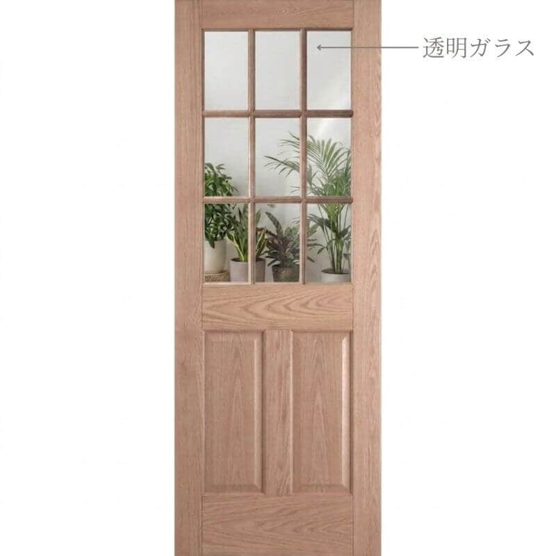 【ドア単体】レッドオーク木製室内ドア 巾712mm  VIDA（旧ジェルドウェン） 944R シングル・透明ガラス  無塗装