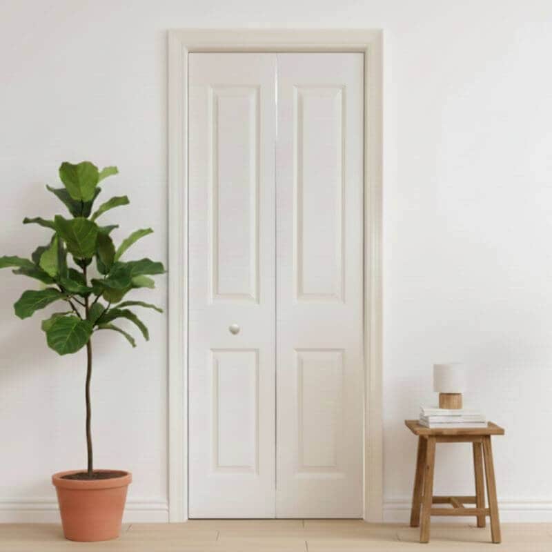 【リーズナブルな輸入ドア】メソナイト折戸 巾756mm 4SBノックダウン加工・塗装オプション付き レール・金物・木製取手付 