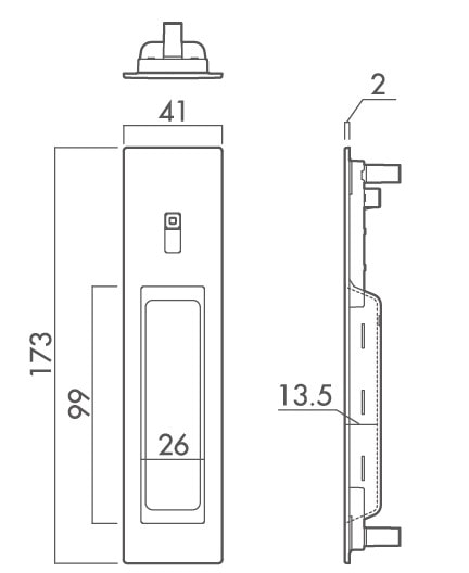 川口技研 引き戸・引き違い用 引き手 表示鎌錠 表裏/組 41mmx173mm