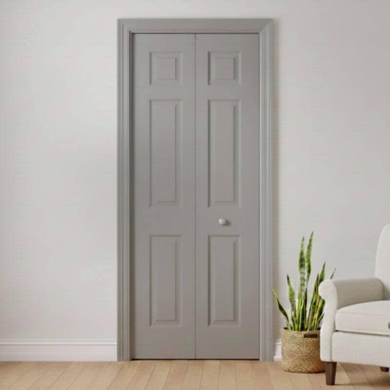 【リーズナブルな輸入ドア】メソナイト折戸 巾756mm 6SB スムースノックダウン加工・塗装オプション付き レール・金物・木製取手付 