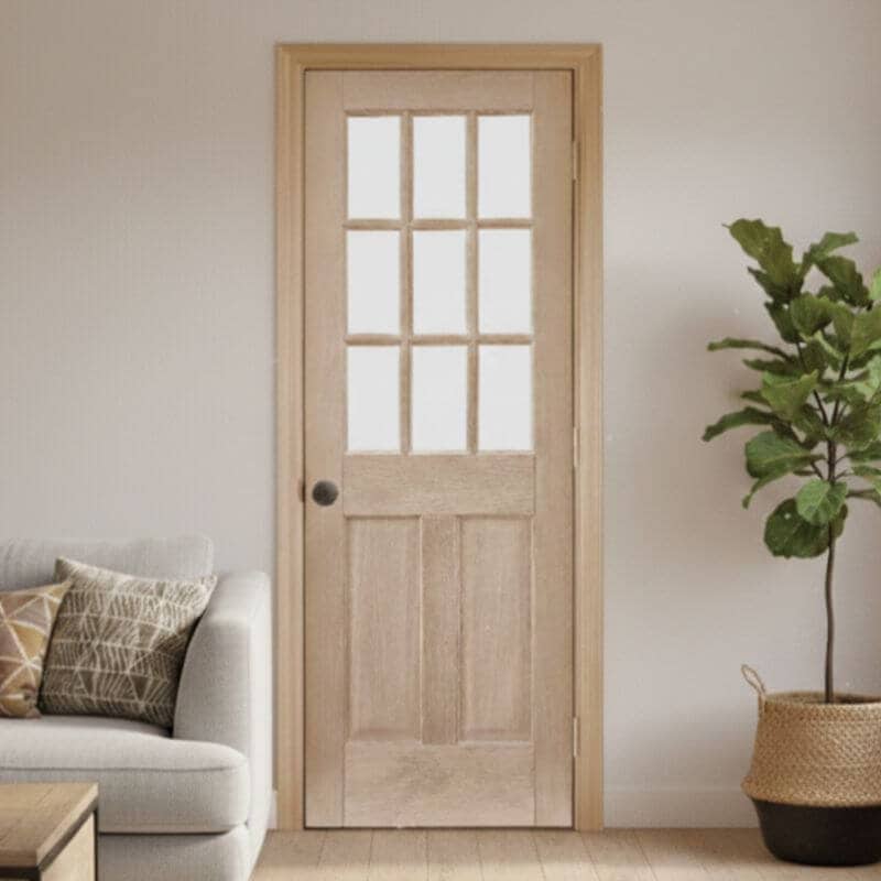 【片開きセット】ホワイトオーク木製室内ドア 巾712mm  ジェルドウェン  944W シングル・透明ガラス 枠巾・塗装選択可（ノックダウン式）