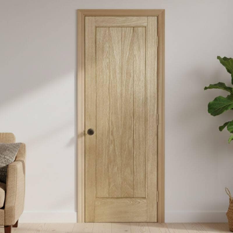 【片開きセット】ホワイトオーク木製室内ドア 巾762mm  ジェルドウェン  1033W 枠巾・塗装選択可（ノックダウン式）