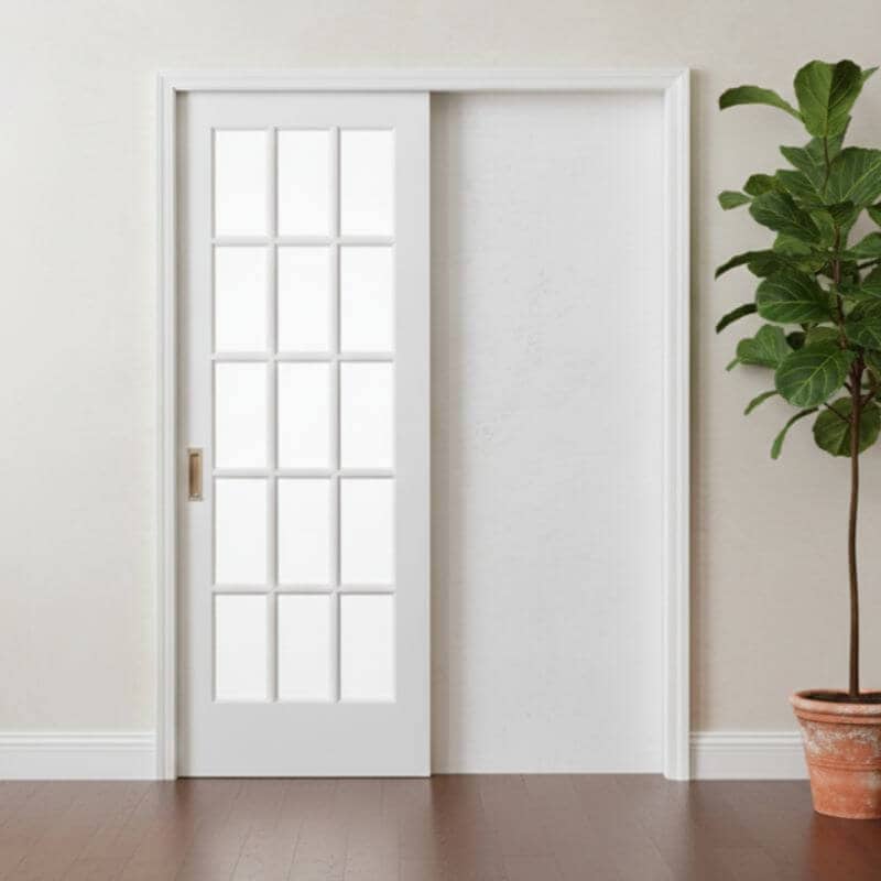 【片引きドア】木製室内ドア 巾813mm  ヘムロック ジェルドウェン 1515 シングル・透明ガラス 枠セット 枠巾・塗装選択可（ノックダウン式）