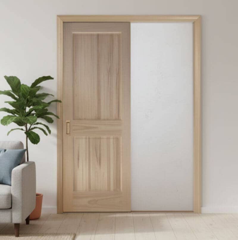 片引き室内ドアセット クリアパイン82 無塗装 引手付き・枠巾＆塗装選択OK｜巾813mm ノックダウン式