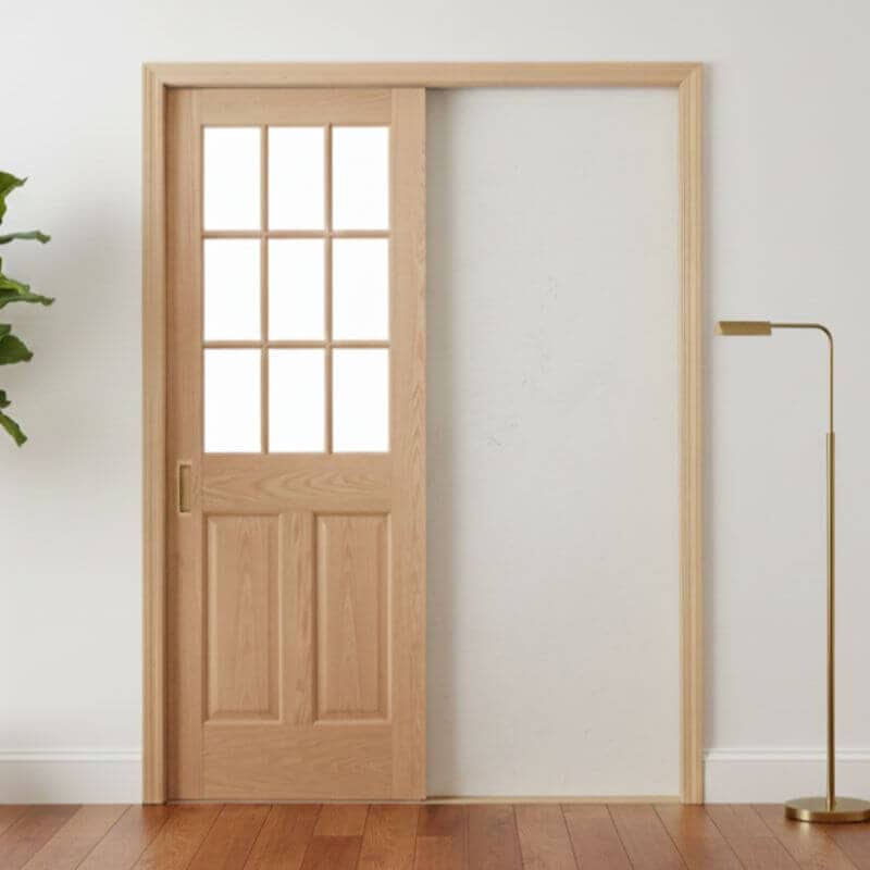【片引きドア】木製室内ドア 巾712mm レッドオーク ジェルドウェン 944R シングル・透明ガラス 枠セット 枠巾・塗装選択可（ノックダウン式）