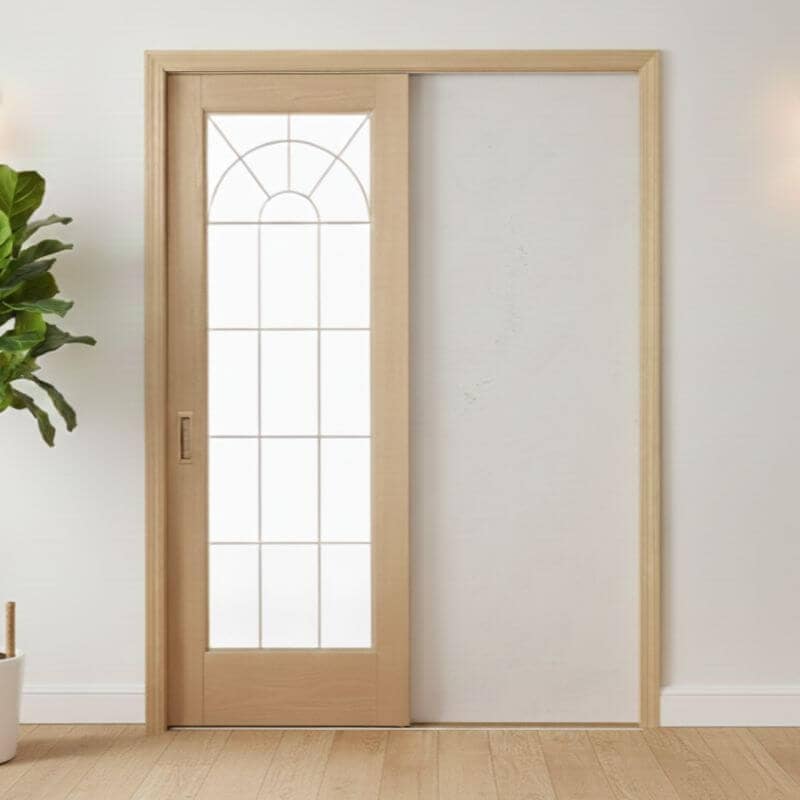 【片引きドア】木製室内ドア 巾762mm レッドオーク ジェルドウェン 1590R 枠セット 枠巾・塗装選択可（ノックダウン式）