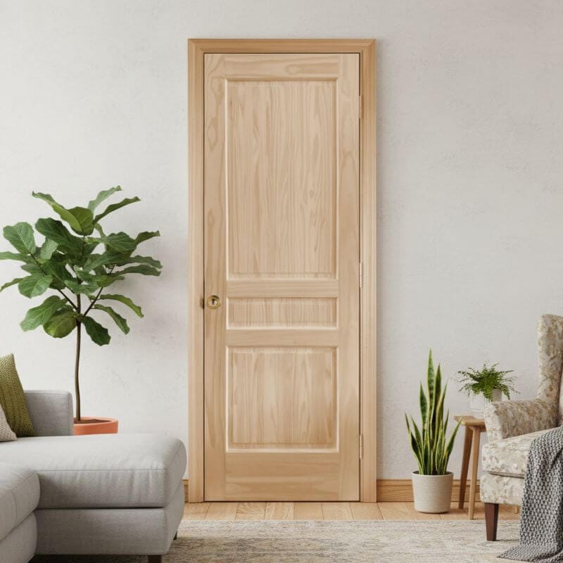 片開き室内ドアセット クリアパイン30 無塗装 枠・塗装選択OK｜巾762mm ノックダウン式