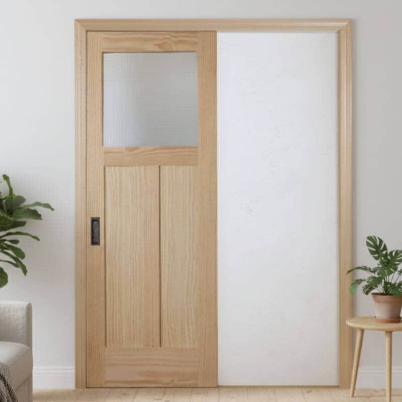 片引き室内ドアセット クリアパイン760G 無塗装 引手付き・枠巾＆塗装選択OK｜巾711mm ノックダウン式