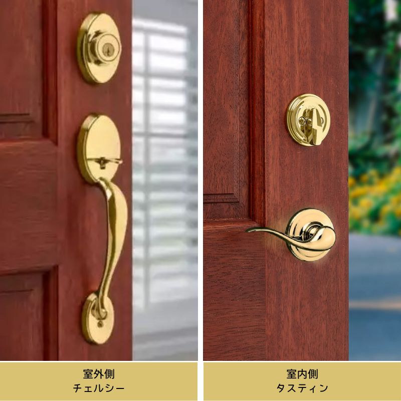 Goldenwarm フロントドアハンドルとデッドボルトセット ブラックフロントドアロックセット リバーシブルハンドルレバー付き モダンなフロントドアハードウェア