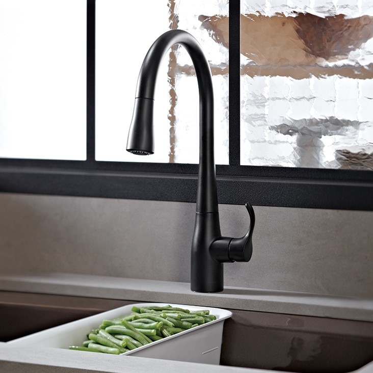 【KOHLER(コーラー)】 JWWA認証水栓 キッチン用混合水栓 シンプライス K-596T-ZZ-BL マットブラック サイズ:H229 吐水口長さ234 素材:真ちゅう他