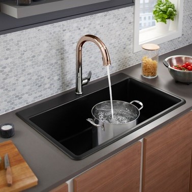 【KOHLER（コーラー）】 キッチン用シンク ケノン K-8437-1 ネオロックシンク サイズ：W838 D559 H257 付属品：専用底敷きラック 別売品： 排水金具